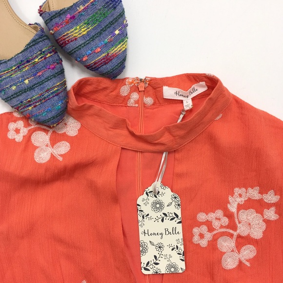 Honey Belle | Orange White Flower Sleeveless Dress - Picture 4 of 8